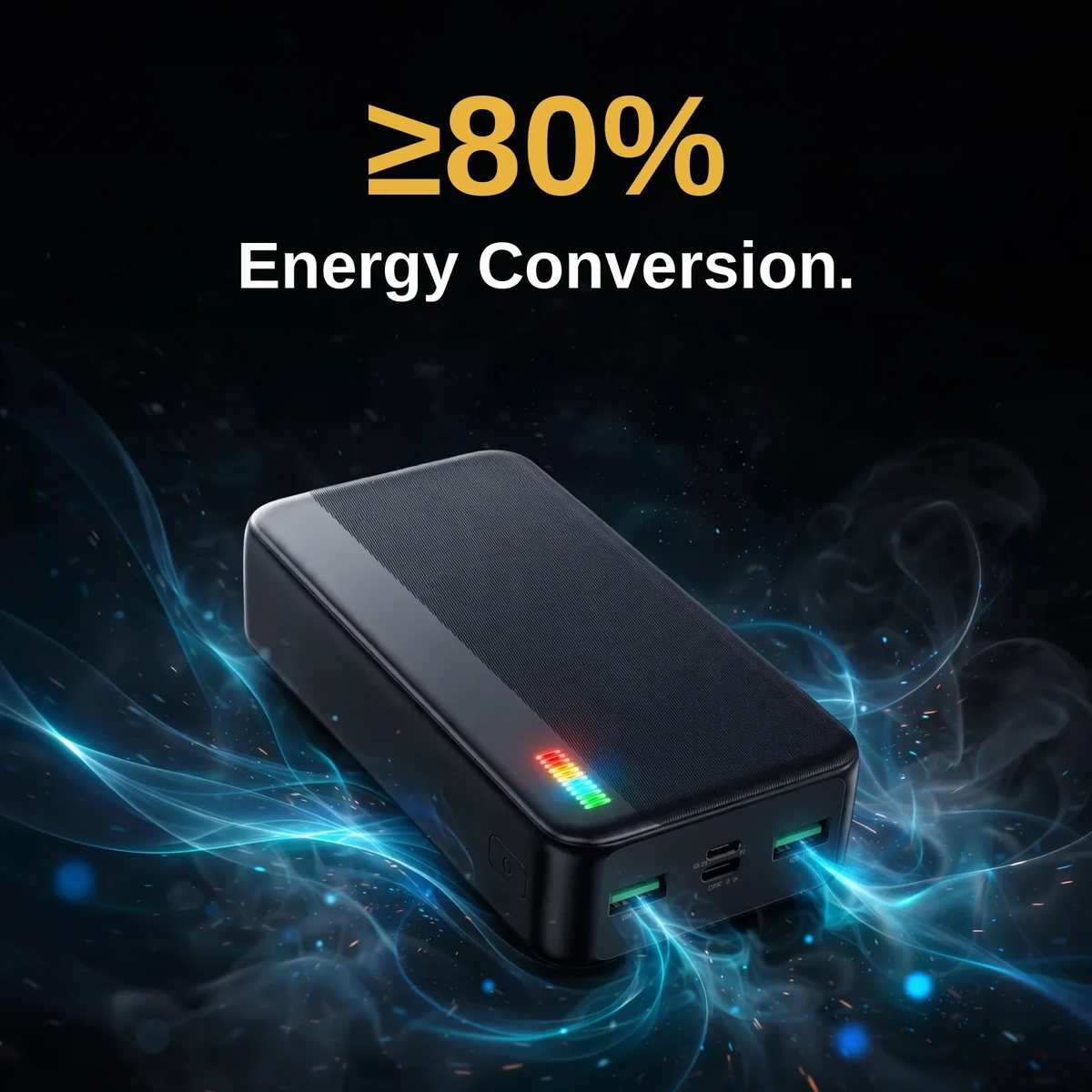 Joyroom JR-T018 power bank with 80 percent or higher energy conversion rating and full end panel ports