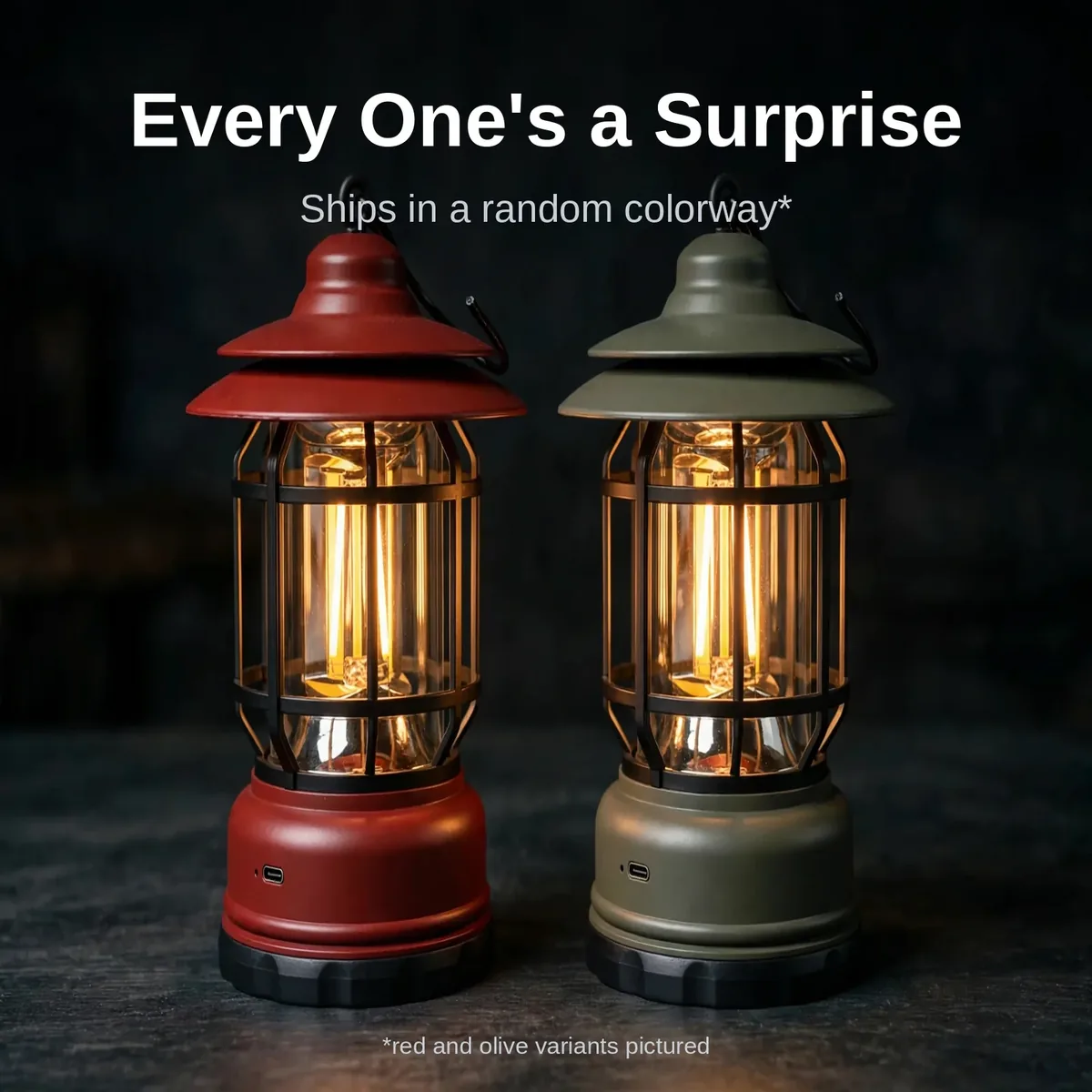 L-27 camping lamp in red and olive random color variants