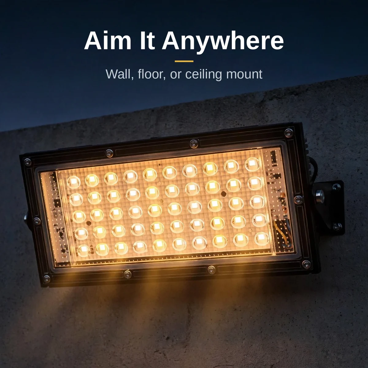 Close-up of the adjustable mounting bracket on the LED flood light 50W