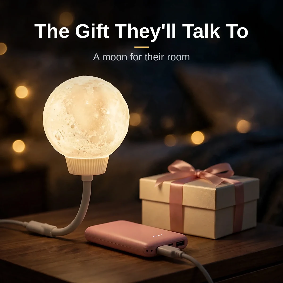 Moon light voice controlled LED lamp as a gift for a space lover