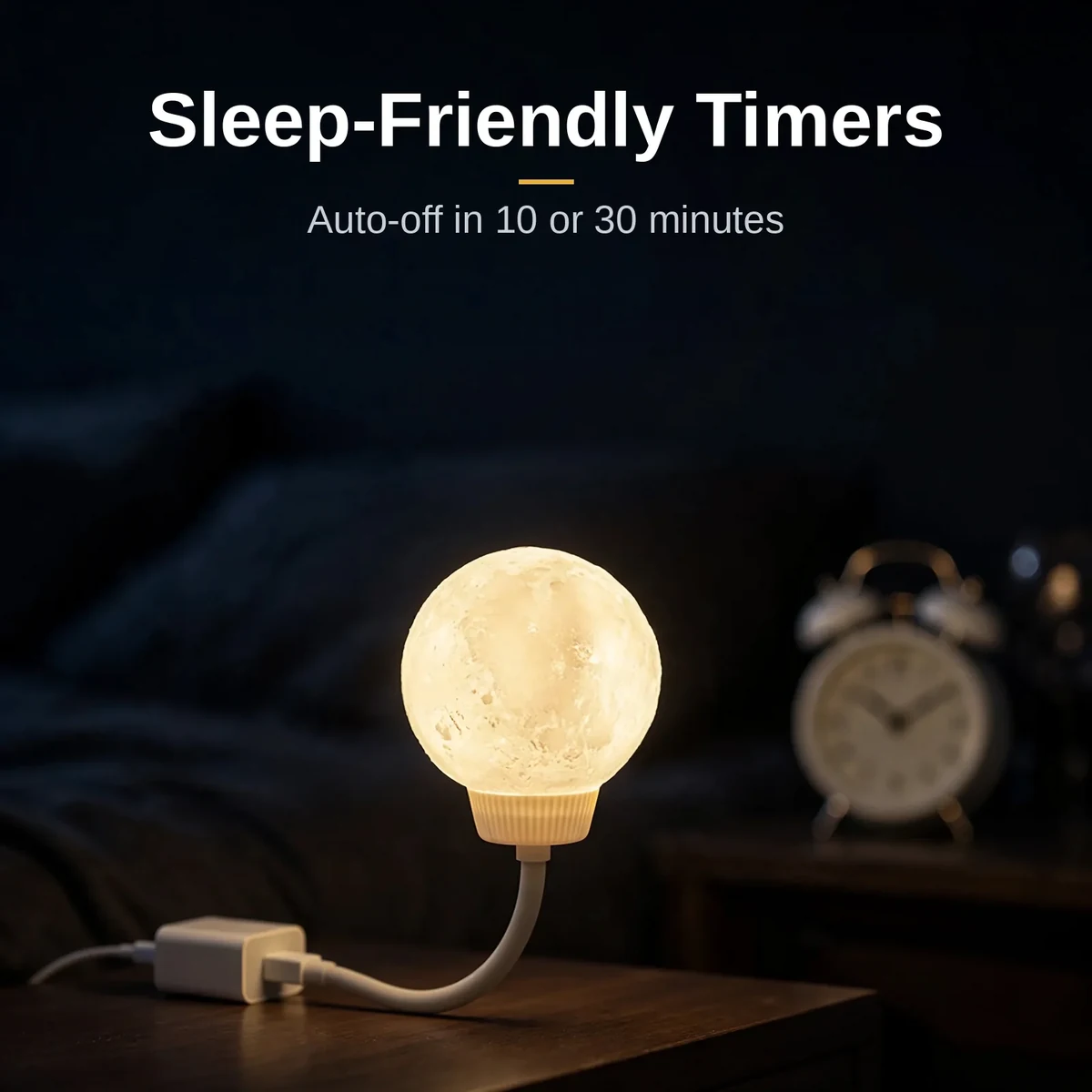 Moon light voice controlled lamp showing three brightness levels