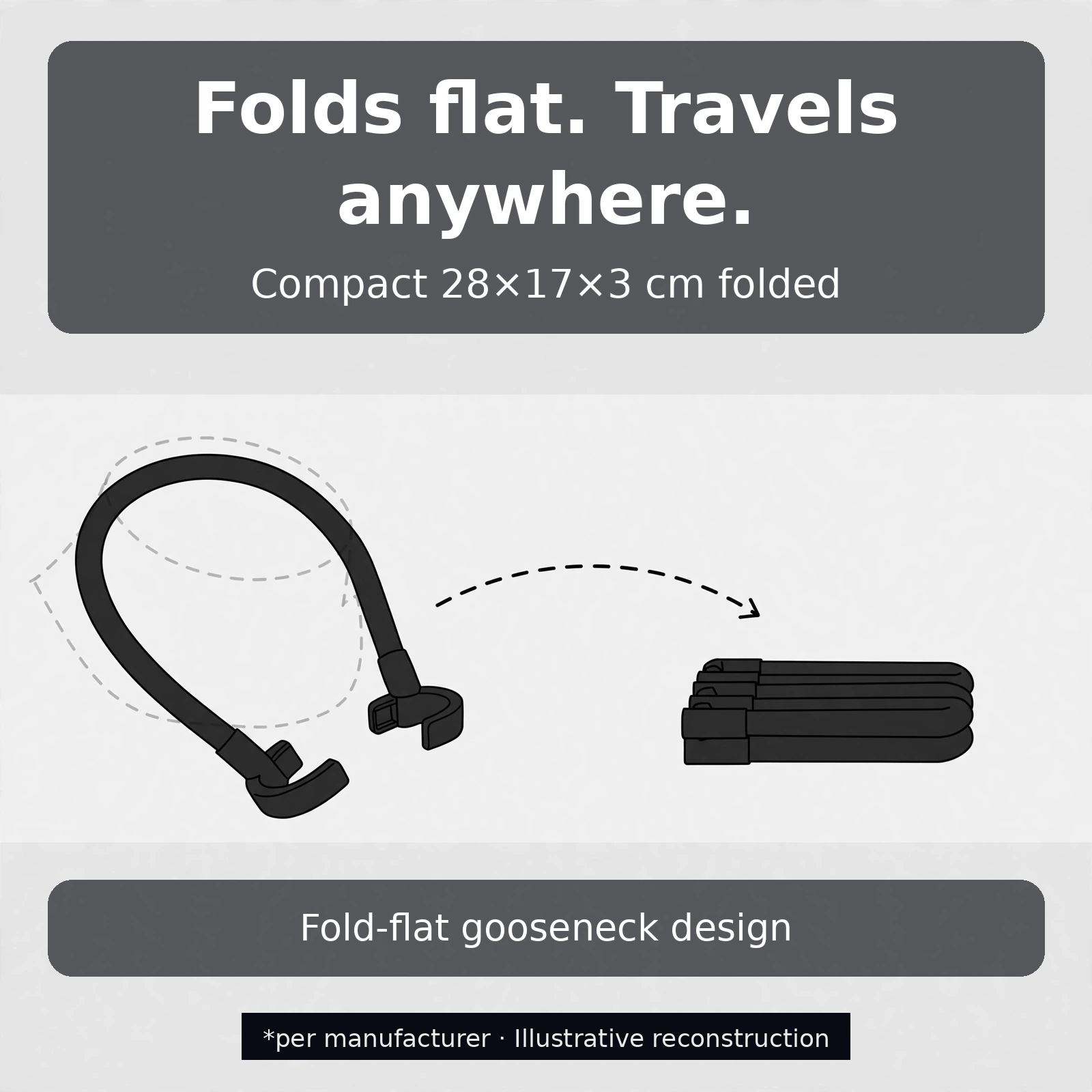 Neepho NP-G1 neck mount folds flat to 28 by 17 by 3 cm for travel