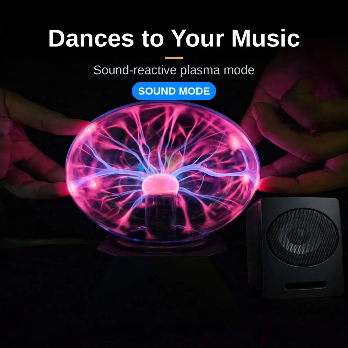Plasma ball 5 inch reacting to music in sound mode