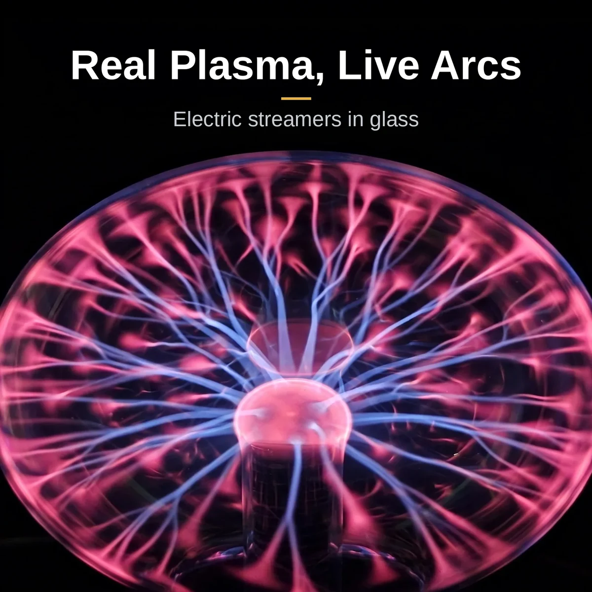 Macro view of the plasma streamers inside the plasma ball 5 inch
