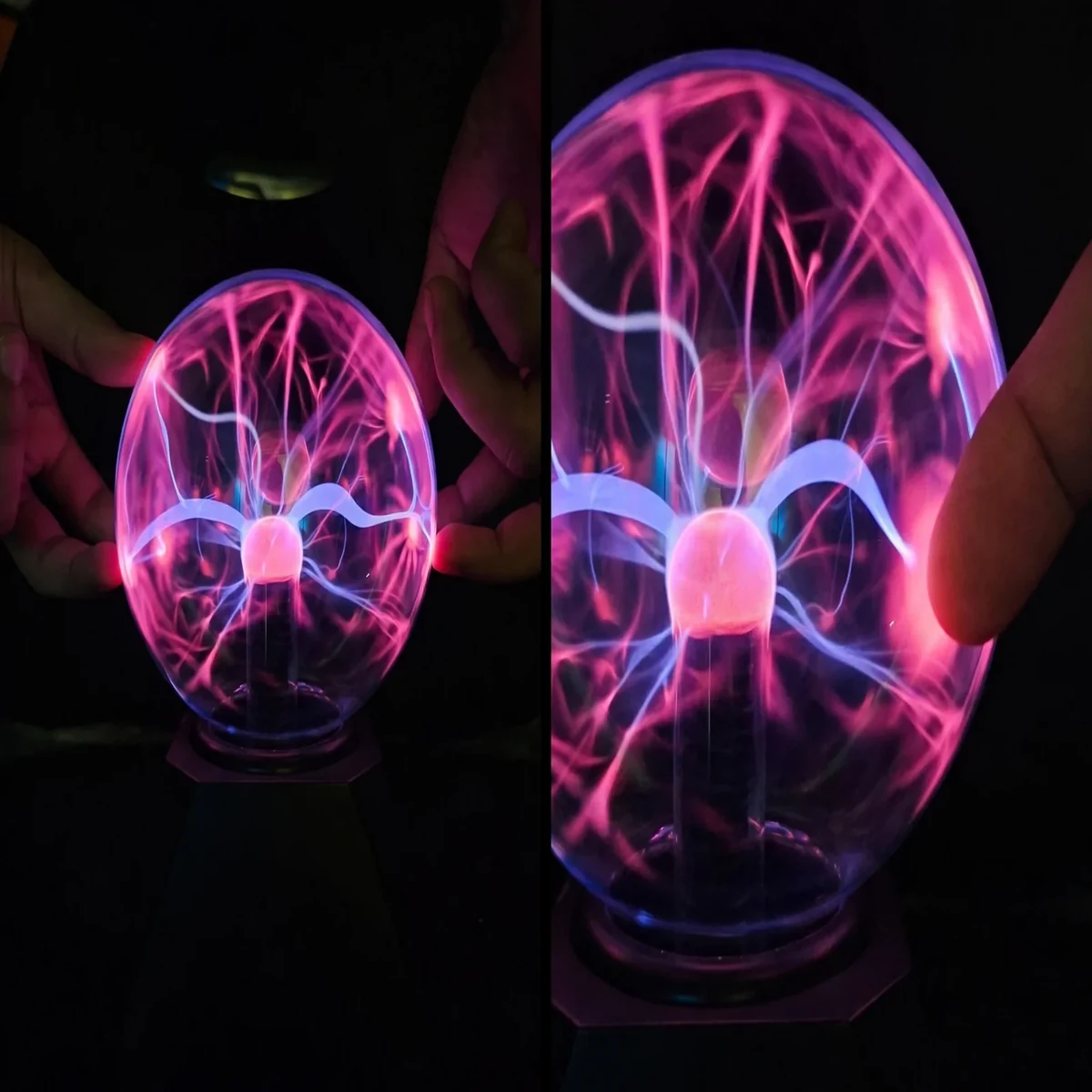 Plasma ball 5 inch front and angled gallery views glowing in the dark