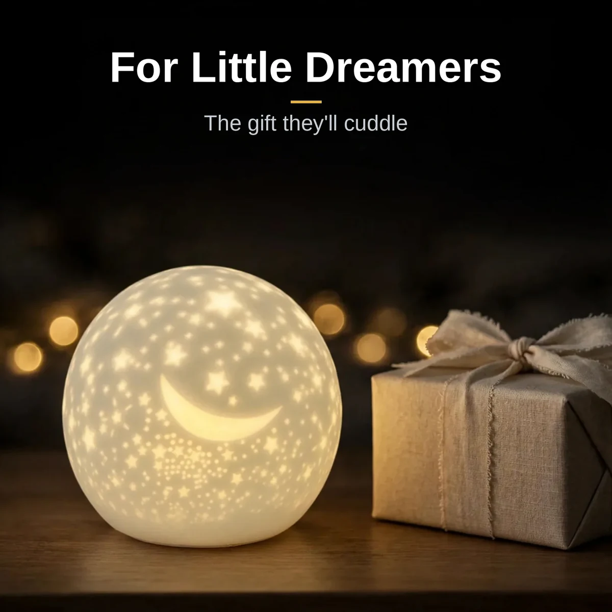 Silicone star night light beside a gift box for little dreamers