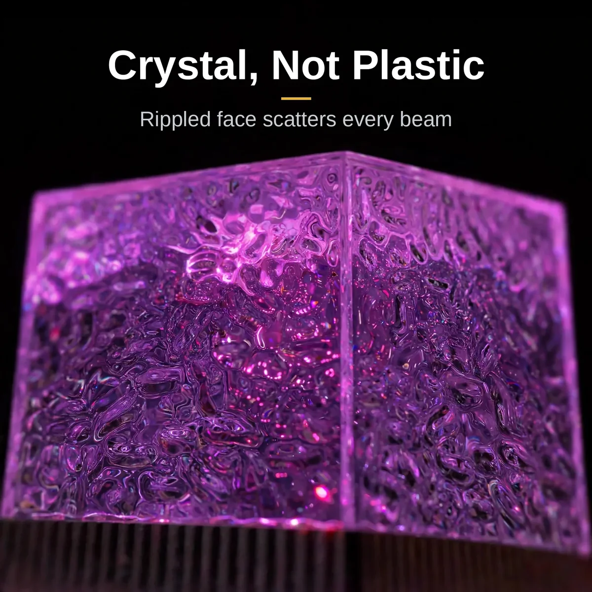Macro view of the rippled crystal face of the USB water pattern light