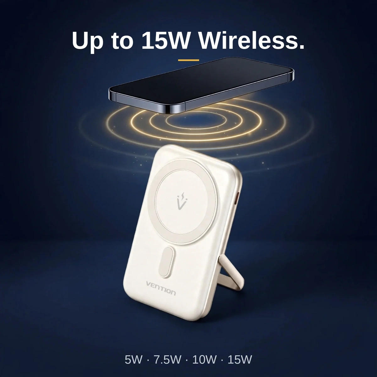 Vention FHNW0 power bank price — white Vention FHNW0 magnetic wireless power bank with 5W, 7.5W, 10W and 15W wireless output modes