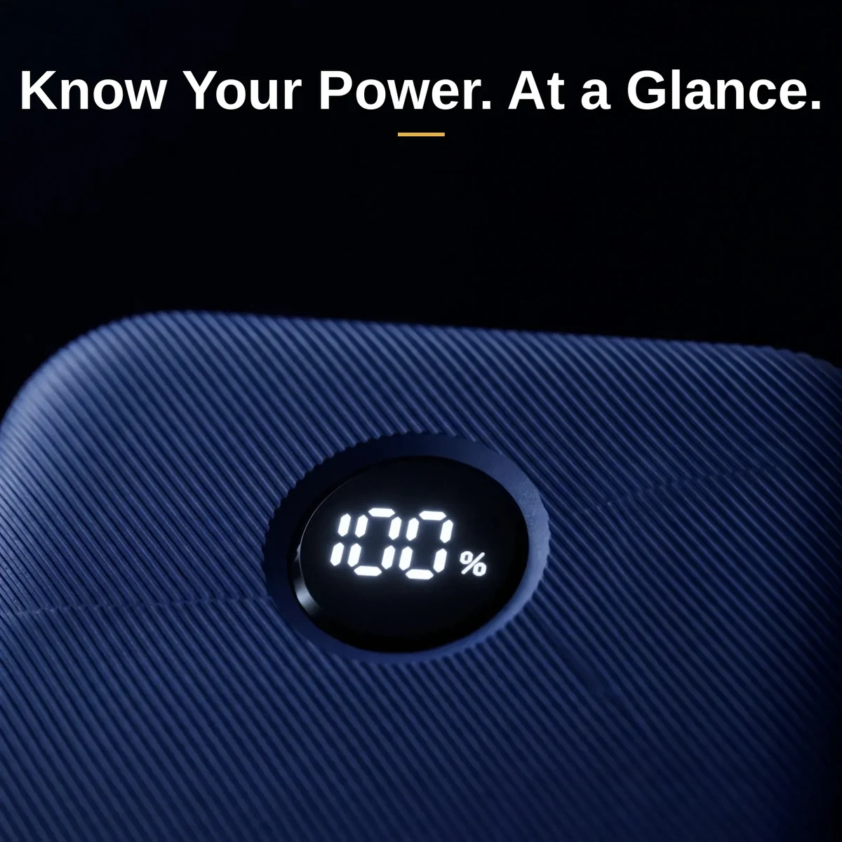 Vention FKAL0-C power bank price — close-up of the circular LED percentage display on the blue FKAL0-C