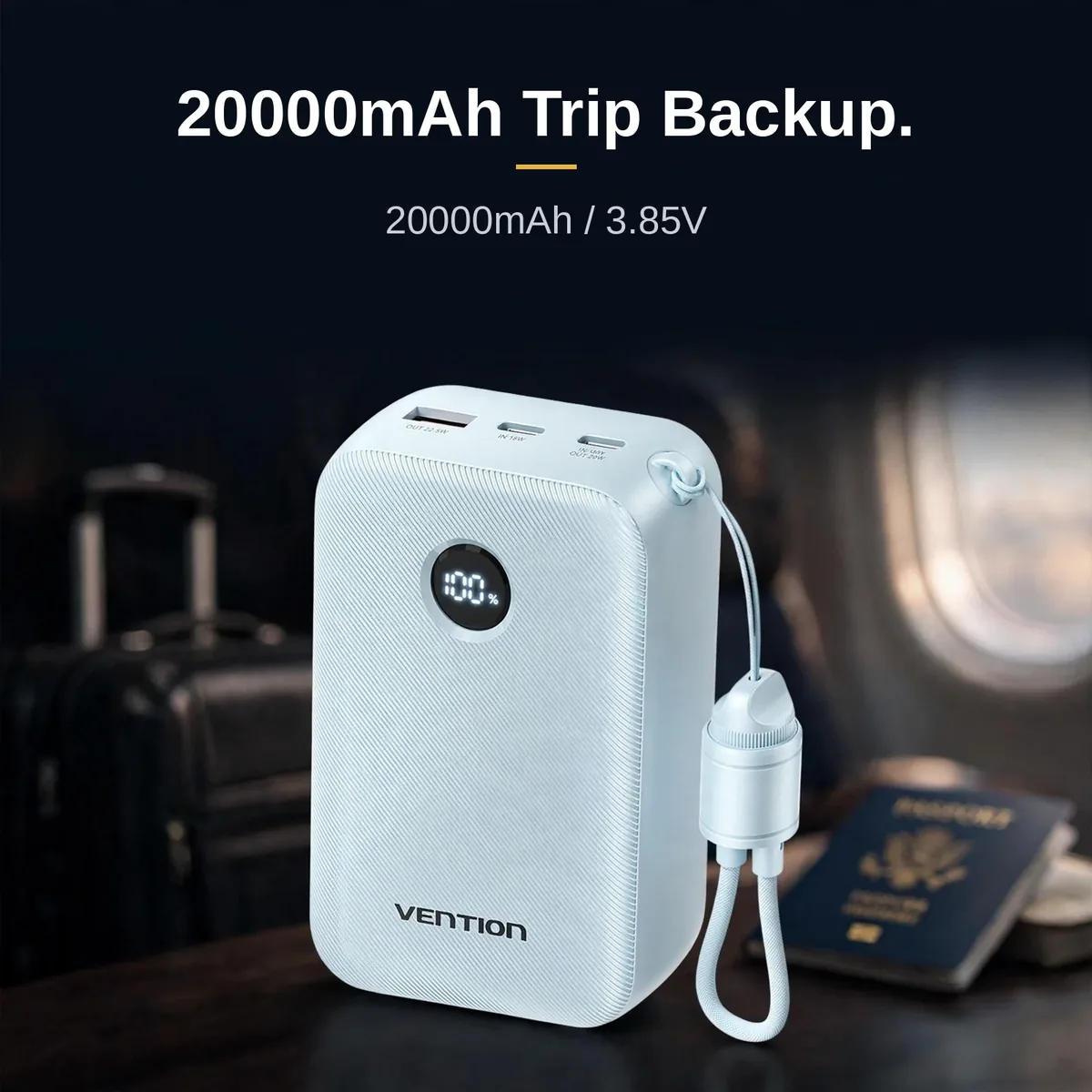 Blue FKBL0-C as 20000mAh trip backup with suitcase and passport