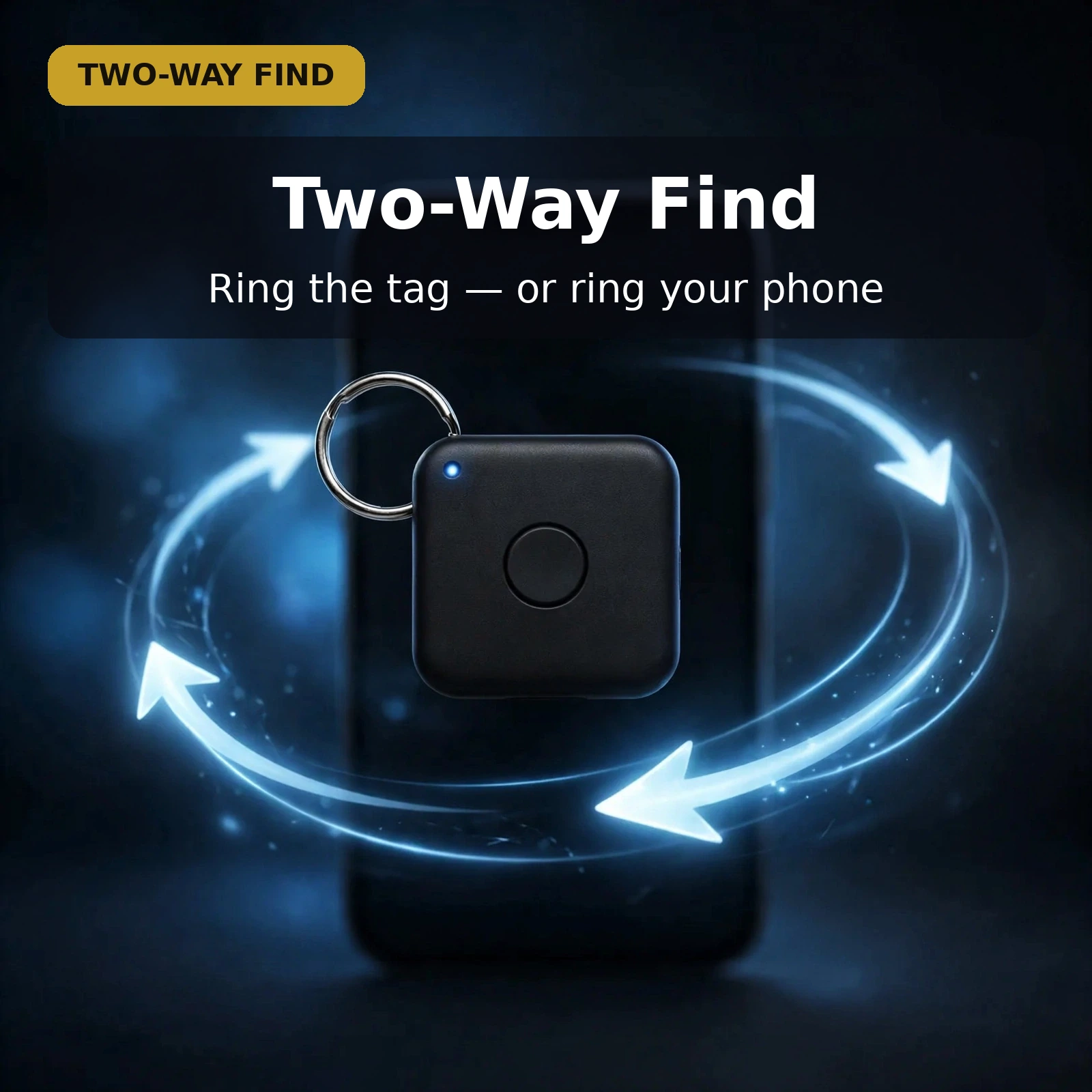 WiWU iTag two-way find — ring the tag from your phone or double-click the tag to ring your phone on silent