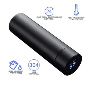 Modern Style Hot & Cold Flask With Led Temperature Monitor - Black Color