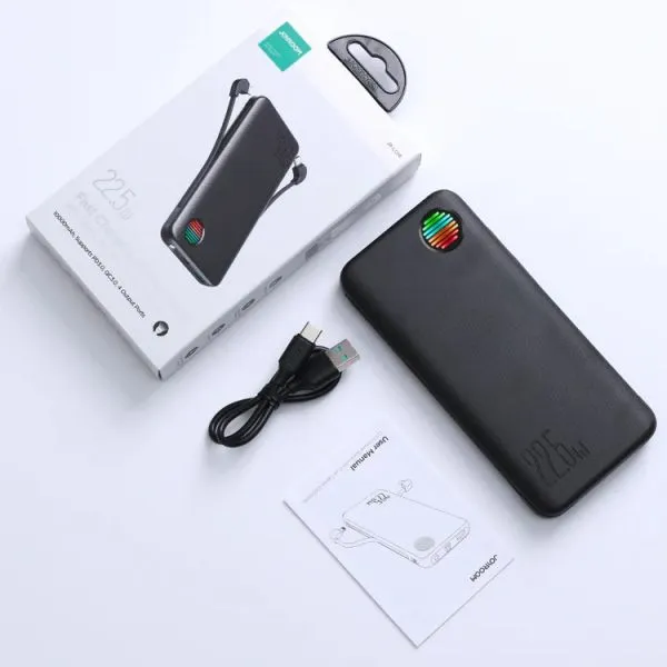 Joyroom JR-L015 22.5W 20000mAh Power Bank With Dual Cables – Black Joyroom JR-L015 22.5W 20000mAh Power Bank With Dual Cables - Black