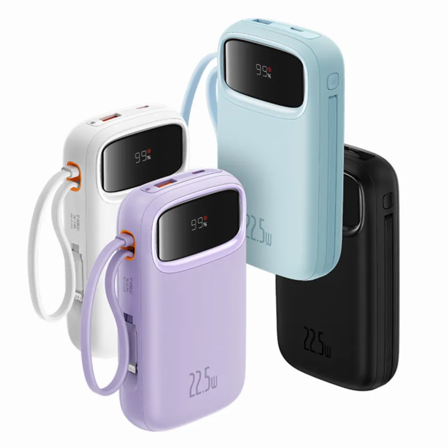 Baseus Comet Series 22.5W 20000mAh Dual Cable Digital Display Power Bank – Purple Color Baseus Comet Series 22.5W 20000mAh Dual Cable Digital Display Power Bank - Purple Color