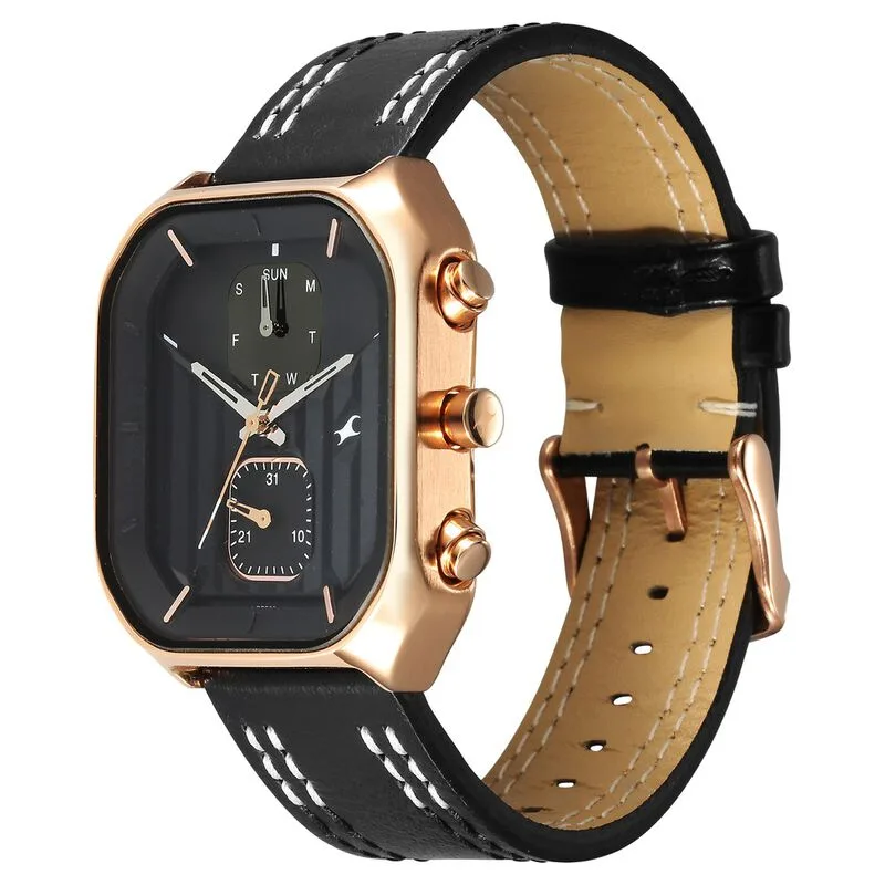 Fastrack 3270WL01 Fleek Quartz Multifunction Black Dial Leather Strap Watch Fastrack 3270WL01 Fleek Quartz Multifunction Black Dial Leather Strap Watch