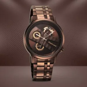 Fastrack NS3301QM01 Exuberant Quartz Multifunction Brown Dial Stainless Steel Strap Watch