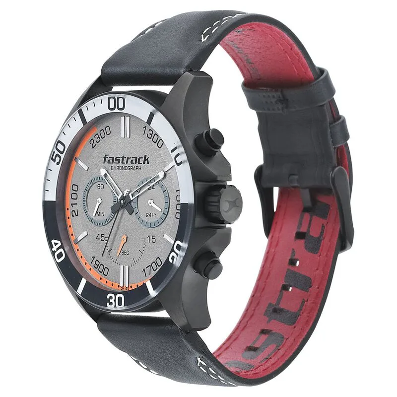 Fastrack NS3072NL01 Hitlist Quartz Chronograph Grey Dial Leather Strap Watch Fastrack NS3072NL01 Hitlist Quartz Chronograph Grey Dial Leather Strap Watch