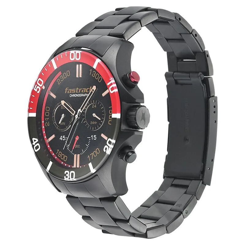 Fastrack NS3072NM01 Hitlist Quartz Chronograph Black Dial Stainless Steel Strap Watch Fastrack NS3072NM01 Hitlist Quartz Chronograph Black Dial Stainless Steel Strap Watch