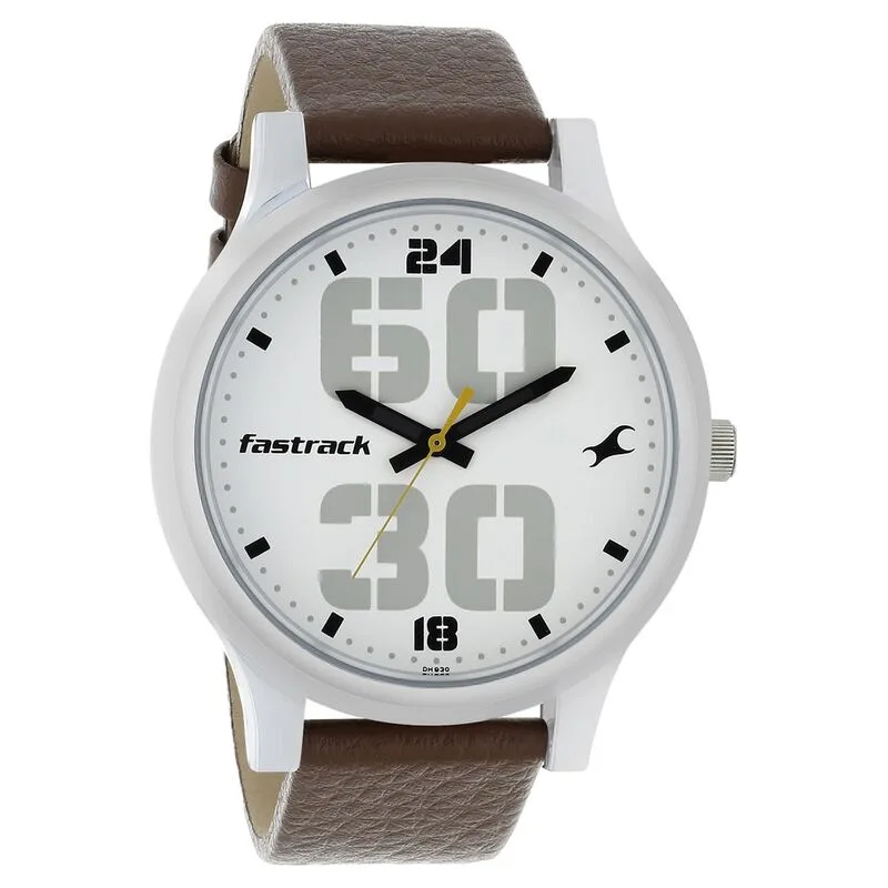 Fastrack NS38051SL06 Bold Quartz Analog White Dial Leather Strap Watch Fastrack NS38051SL06 Bold Quartz Analog White Dial Leather Strap Watch