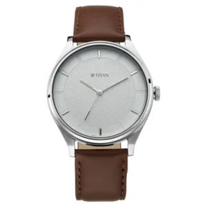 Titan Men's Classic Watch: Gradient Dial & Sleek Markings with Leather Strap (NS1802SL13)