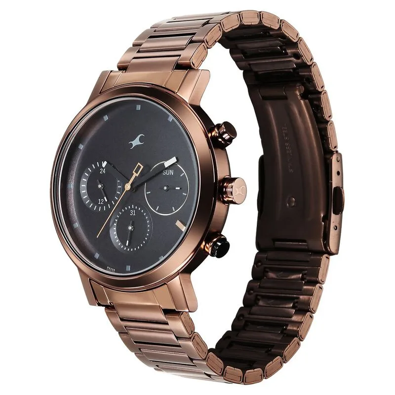 Fastrack 3287KM07 Tick Tock Quartz Analog Black Dial With Brown Stainless steel Strap Watch Fastrack 3287KM07 Tick Tock Quartz Analog Black Dial With Brown Stainless steel Strap Watch