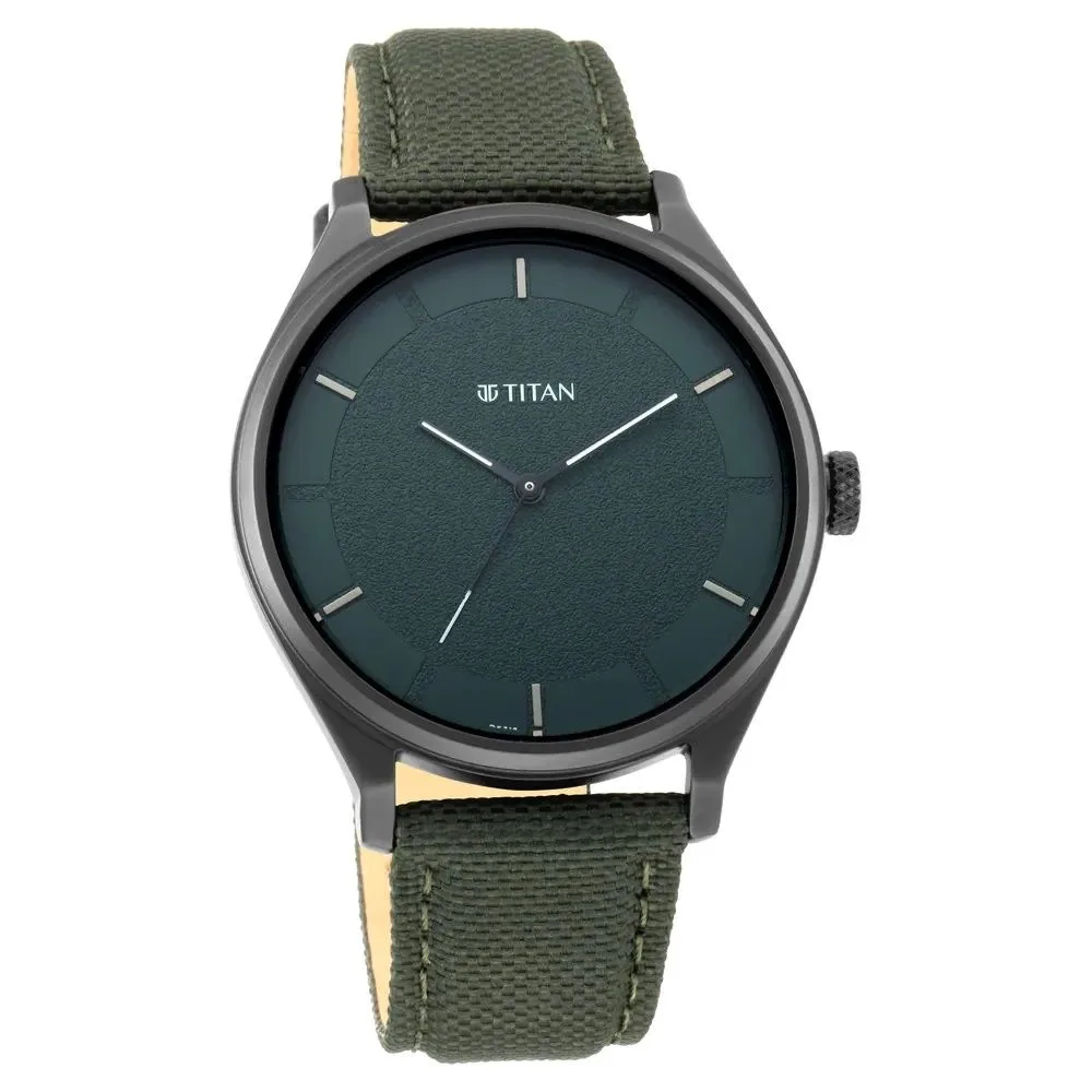 Titan Workwear Green Dial Analog Leather Strap Watch For Men - NS1802NL02 Titan Workwear Green Dial Analog Leather Strap Watch For Men - NS1802NL02