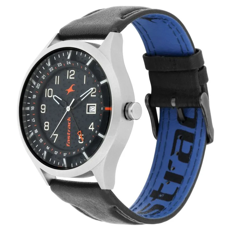 Fastrack NN3205TL02 Titanium Quartz Analog Date Grey Dial Leather Strap Watch Fastrack NN3205TL02 Titanium Quartz Analog Date Grey Dial Leather Strap Watch