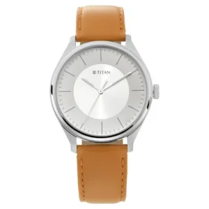 Titan Men's Urban Edge Lustrous White Dial Leather Watch - NP1802SL07