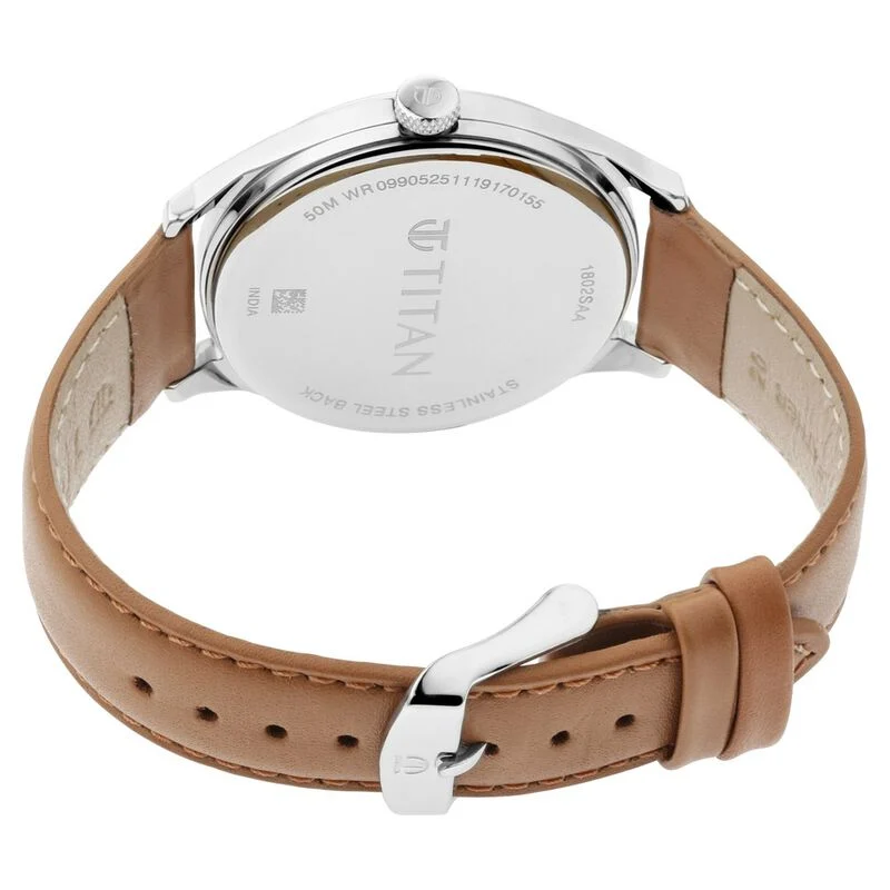 Titan Men’s Urban Edge Lustrous White Dial Leather Watch – NP1802SL07 Titan Men's Urban Edge Lustrous White Dial Leather Watch - NP1802SL07