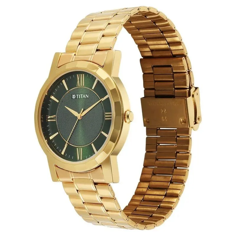 Titan Karishma Zing Quartz Analog Green Dial Stainless Steel Strap Watch For Men (1644YM05) Titan Karishma Zing Quartz Analog Green Dial Stainless Steel Strap Watch For Men (1644YM05)