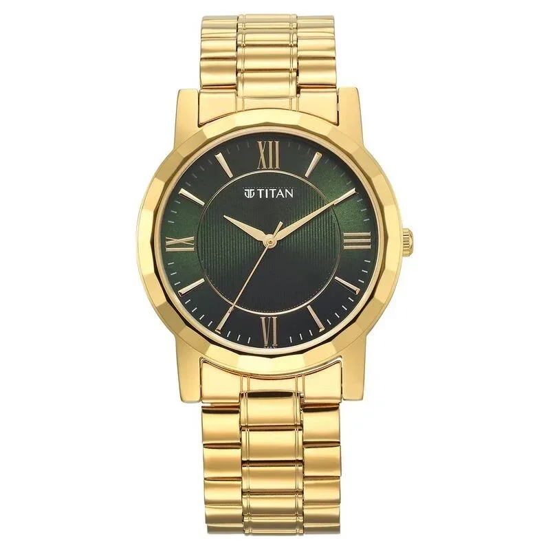 Titan Karishma Zing Quartz Analog Green Dial Stainless Steel Strap Watch For Men (1644YM05) Titan Karishma Zing Quartz Analog Green Dial Stainless Steel Strap Watch For Men (1644YM05)