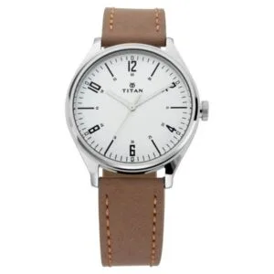 Titan Workwear Men's Urban Edge Lustrous Silver Dial Leather Watch- 1802SL01