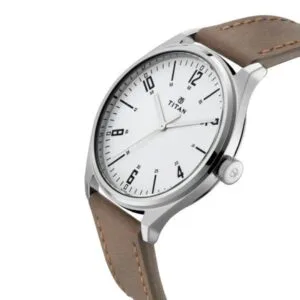 Titan Workwear Men's Urban Edge Lustrous Silver Dial Leather Watch- 1802SL01