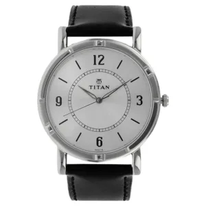 Titan Quartz Analog Silver Dial Leather Strap Watch for Men - NN1639SL03