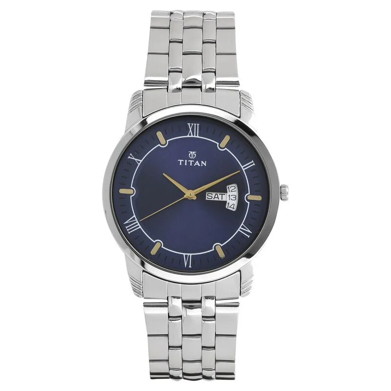 Titan (NS1774SM01) Analog with Day and Date Blue Dial Stainless Steel Strap watch for Men Titan (NS1774SM01) Analog with Day and Date Blue Dial Stainless Steel Strap watch for Men