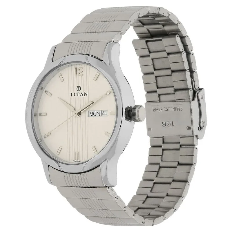 Titan Quartz NS1580SM03 Analog Silver Dial Stainless Steel Strap Watch for Men Titan Quartz NS1580SM03 Analog Silver Dial Stainless Steel Strap Watch for Men