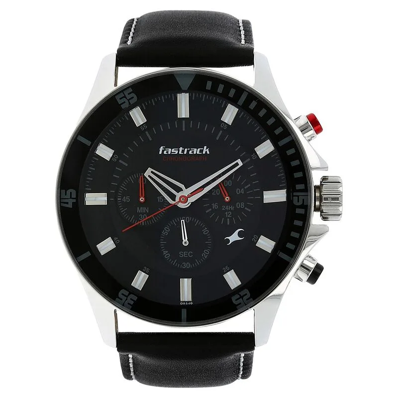 Fastrack NP3072SL02 Big Time Quartz Chronograph White Dial Leather Strap Watch Fastrack NP3072SL02 Big Time Quartz Chronograph White Dial Leather Strap Watch