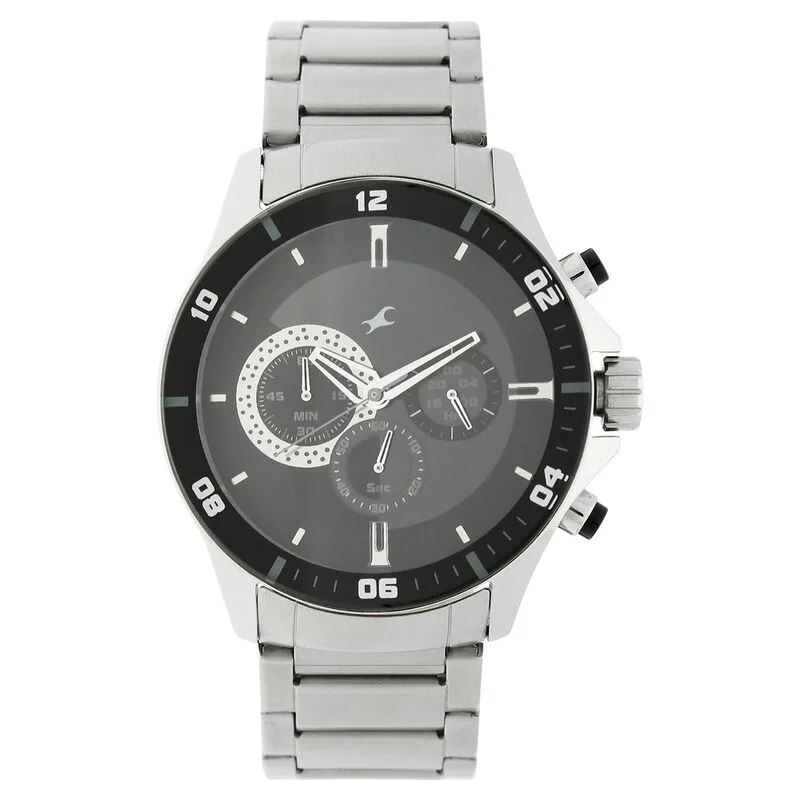 Fastrack NS3072SM02 Big Time Quartz Chronograph Black Dial Stainless Steel Strap Watch Fastrack NS3072SM02 Big Time Quartz Chronograph Black Dial Stainless Steel Strap Watch