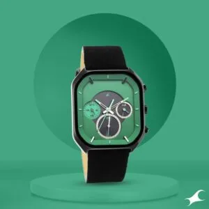 Fastrack NS3270NL01 After Dark Quartz Analog with Day and Date Green Dial Leather Strap Watch