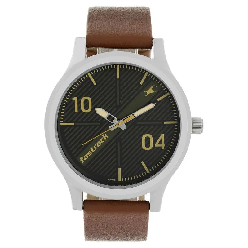 Fastrack NS38051SL02 Quartz Analog Black Dial Leather Strap Watch Fastrack NS38051SL02 Quartz Analog Black Dial Leather Strap Watch
