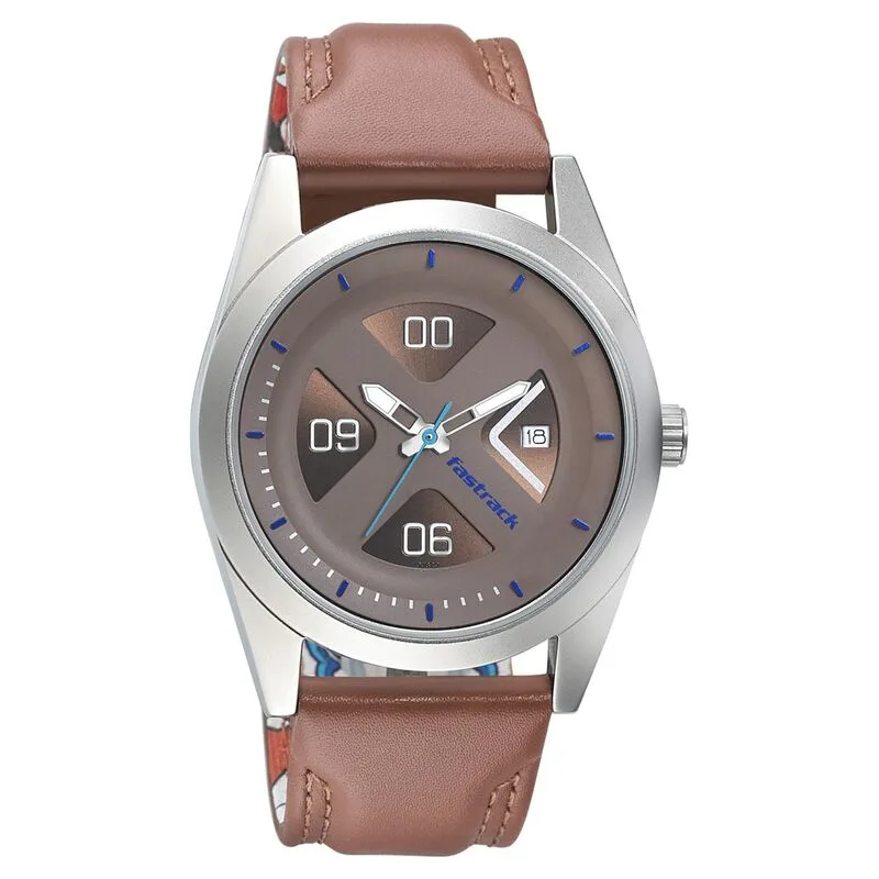 Fastrack NS3218SL01 Go Skate Quartz Analog with Date Brown Dial Leather Strap Watch Fastrack NS3218SL01 Go Skate Quartz Analog with Date Brown Dial Leather Strap Watch