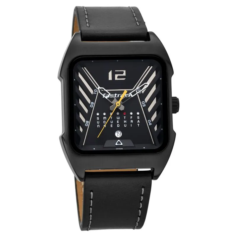 Fastrack NS3249NL01 Gamify Quartz Analog with Day and Date Black Dial Leather Strap Watch Fastrack NS3249NL01 Gamify Quartz Analog with Day and Date Black Dial Leather Strap Watch