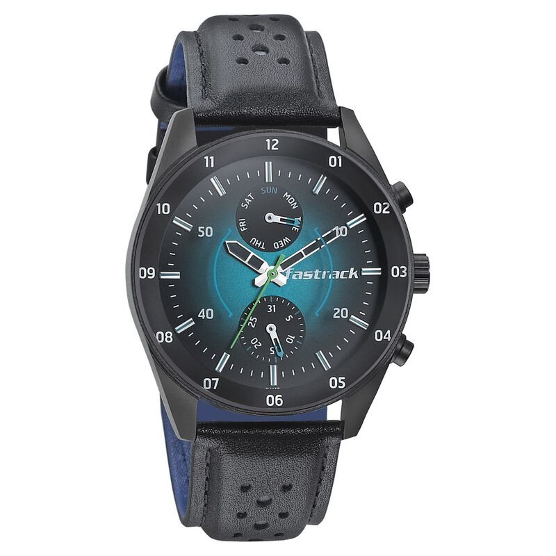 Fastrack NP3201NL01 Space Rover Quartz Multifunction Blue Dial Leather Strap Watch Fastrack NP3201NL01 Space Rover Quartz Multifunction Blue Dial Leather Strap Watch