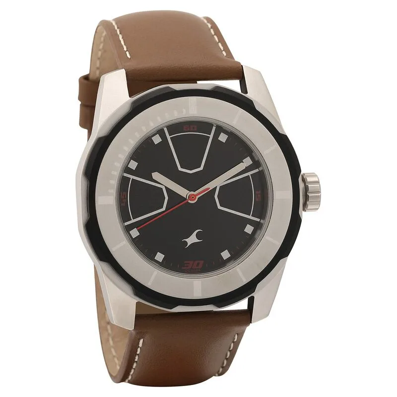 Fastrack NP3099SL04 Quartz Analog Black Dial Leather Strap Watch Fastrack NP3099SL04 Quartz Analog Black Dial Leather Strap Watch