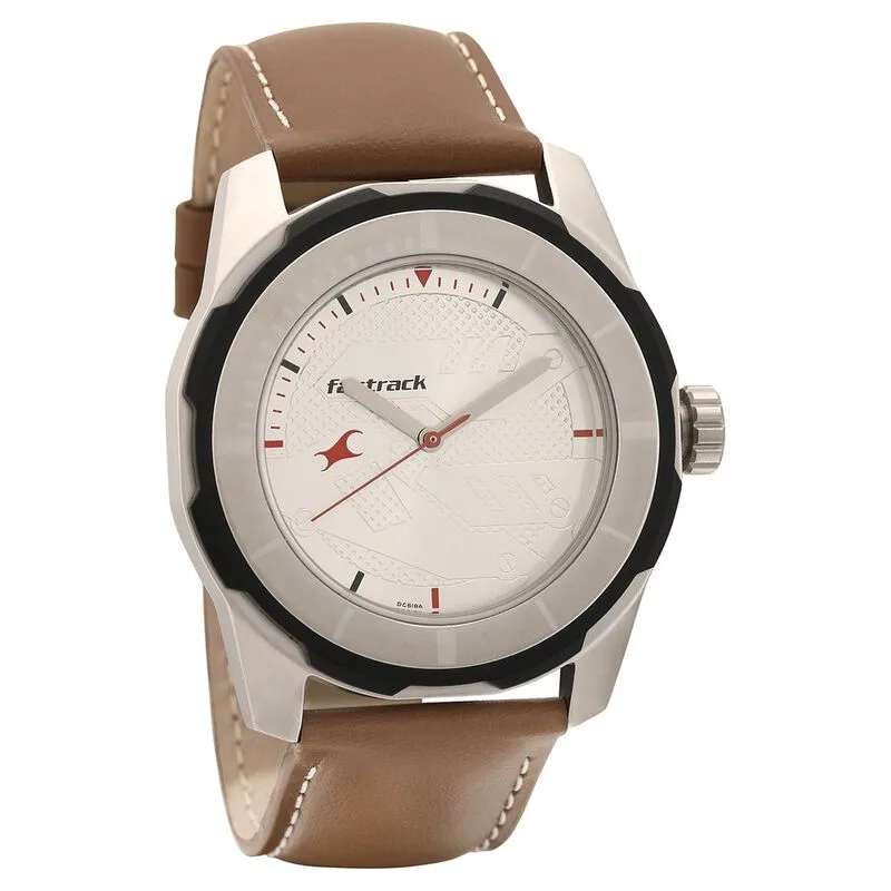 Fastrack NS3099SL01 Quartz Analog Silver Dial Leather Strap Watch Fastrack NS3099SL01 Quartz Analog Silver Dial Leather Strap Watch