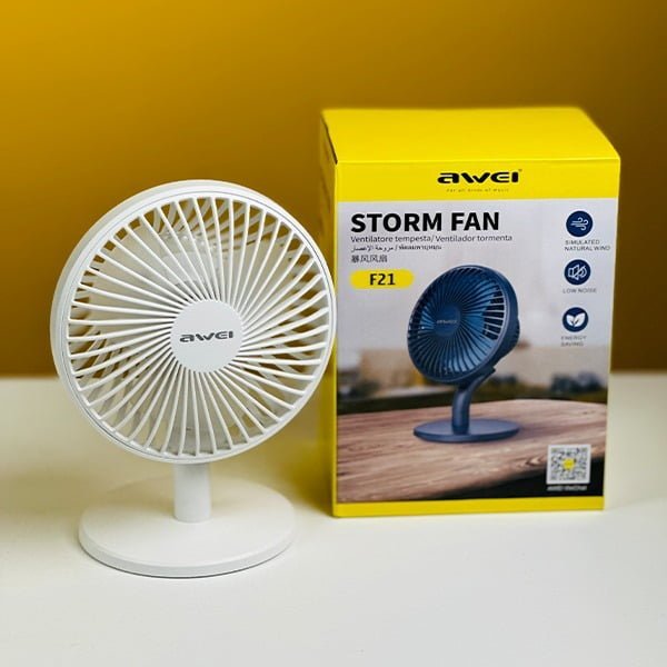 Awei F21 Mini Rechargeable Fan (2000mAh)- White Color Awei F21 Mini Rechargeable Fan (2000mAh)- White Color