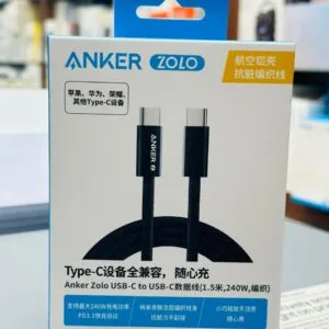 Anker Zolo 240W USB C to USB C Cable for iPhone 16 Series, MacBook & Android Phones - 1.5 Meter, Black Color