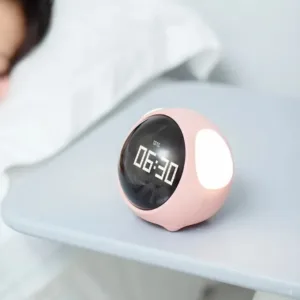 Cute Expression Multi Function LED Pixel Alarm Clock - Pink