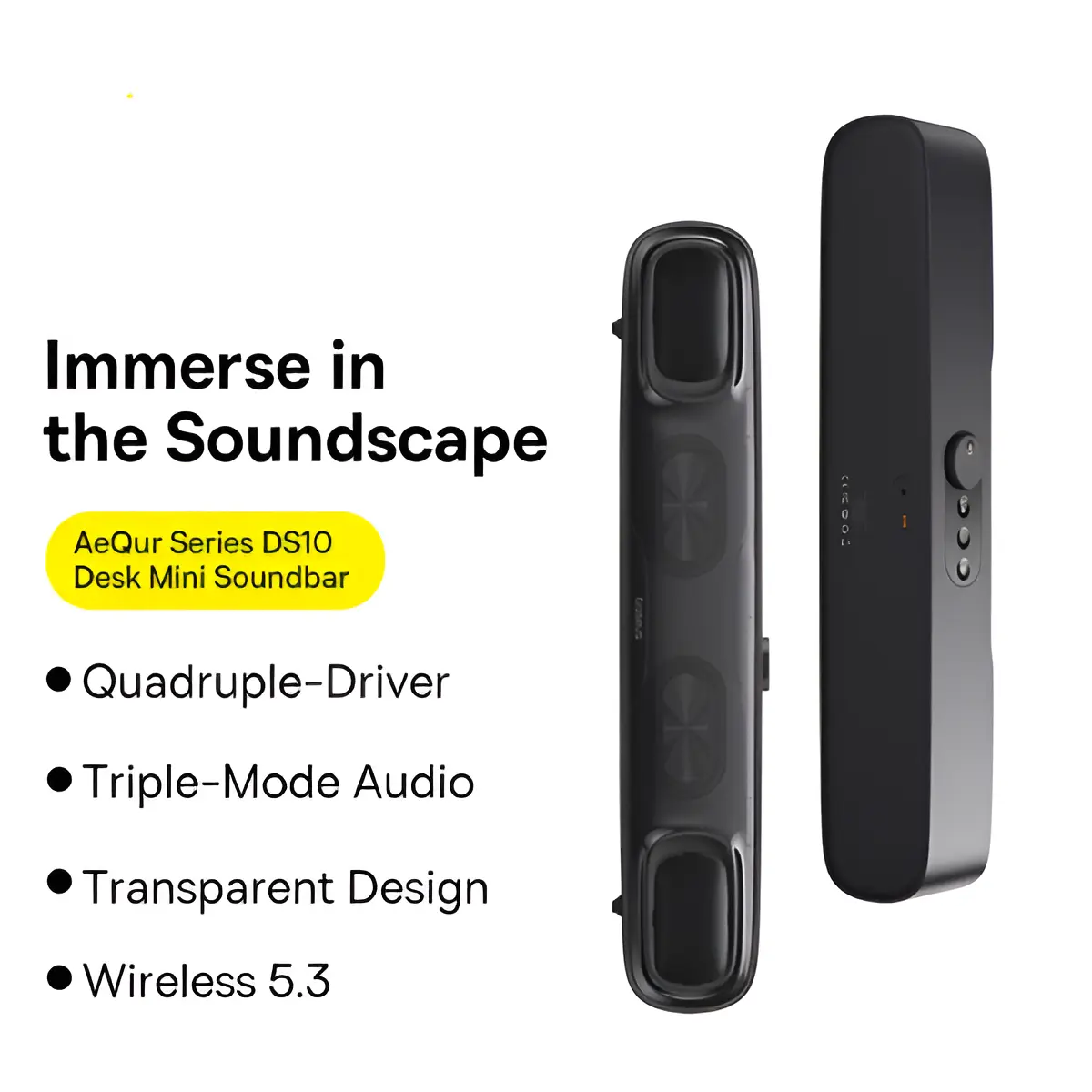 Baseus AeQur DS10 Mini Bluetooth Soundbar – Black Baseus AeQur DS10 Mini Bluetooth Soundbar - Black