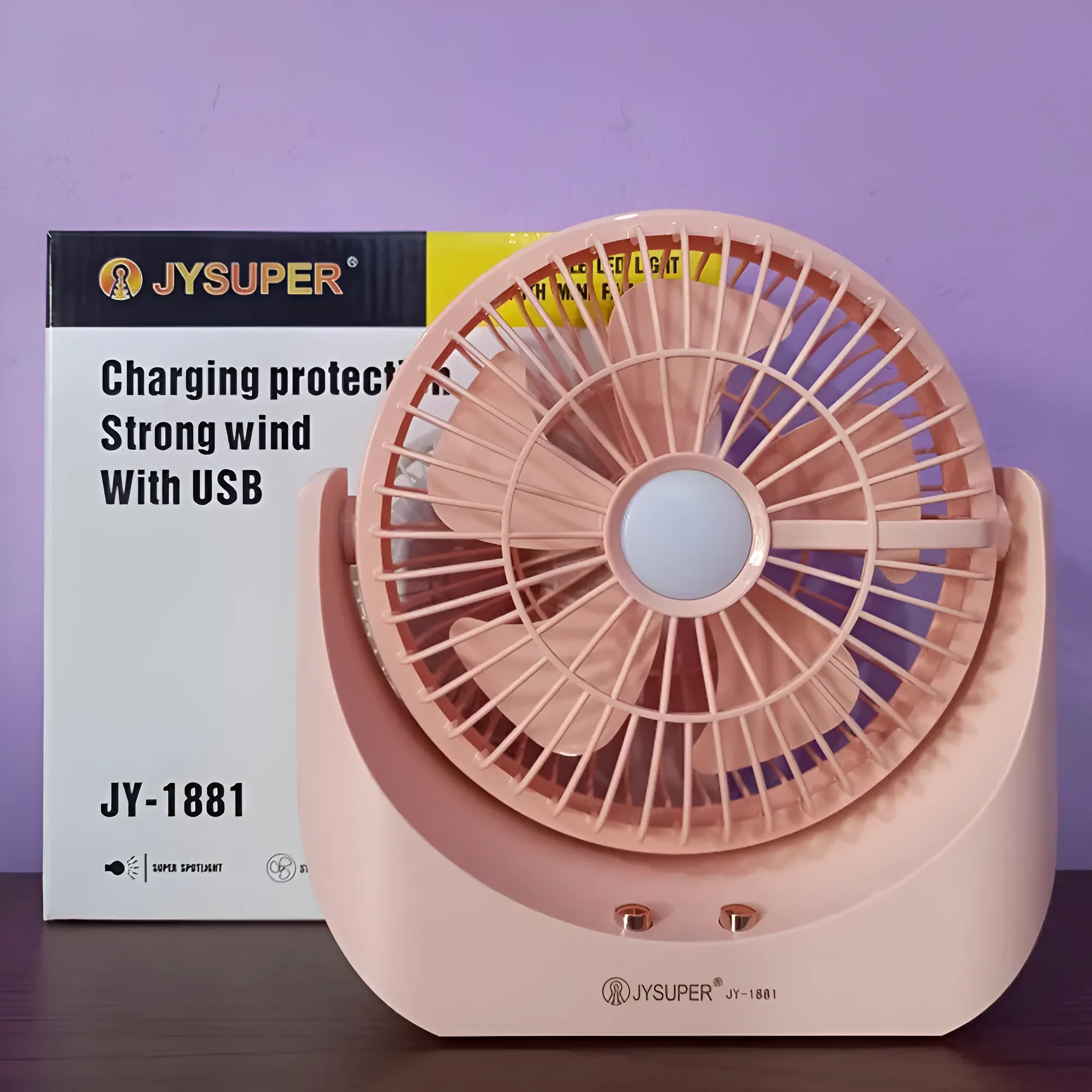 JYSUPER JY-1881 Portable USB Mini Fan with LED Light JYSUPER JY-1881 Portable USB Mini Fan with LED Light